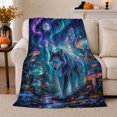 thumbnail image 1 of Celestial Forest Wolf Butterfly Wings Mystical Fantasy Art, Mystical Woodland Scene, Warm Flannel Blanket for Cabin and Lodge, Garden Lovers Housewarming Gift, Fantasy Home Decor, 1 of 9