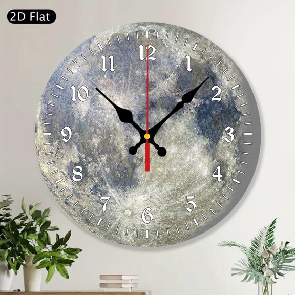 Celestial Full Moon Crescent Round Wall Clock Moon Decor, Gift for Astronomy Lovers, Space Lover Gift, Gift For Mom