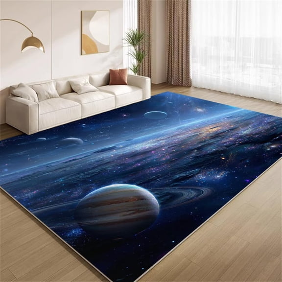 Celestial Galaxy Area Rugs, Starfield Universe Carpet, Washable Non Slip Low Pile Soft Rug for Living Room Bedroom Decor Mat 5x8ft
