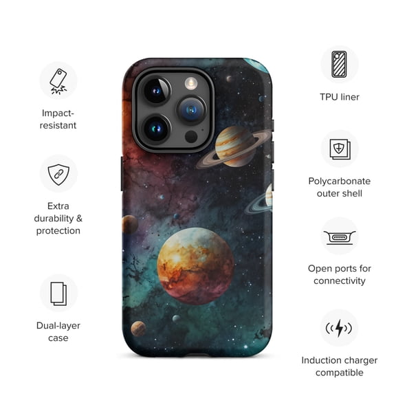 Celestial Galaxy Phone Case – Watercolor Space Art Durable Protective Design (Matte, iPhone 15 Pro)