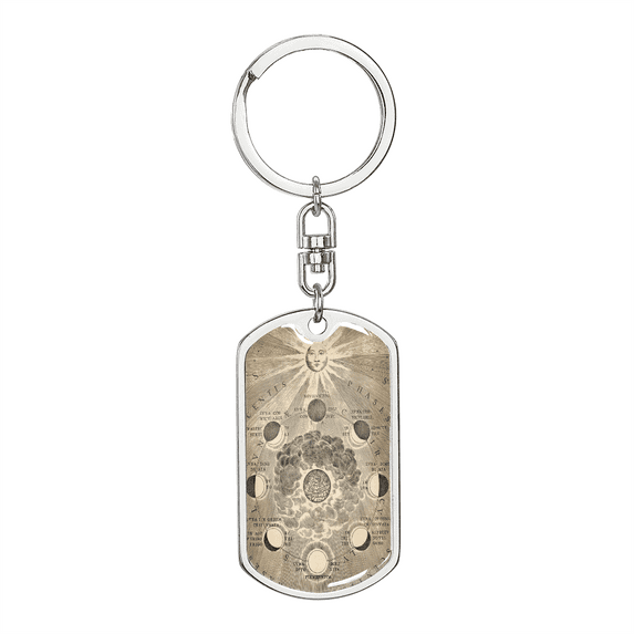 Celestial Galaxy Stainless Steel or 18k Gold Premium Swivel Dog Tag Keychain