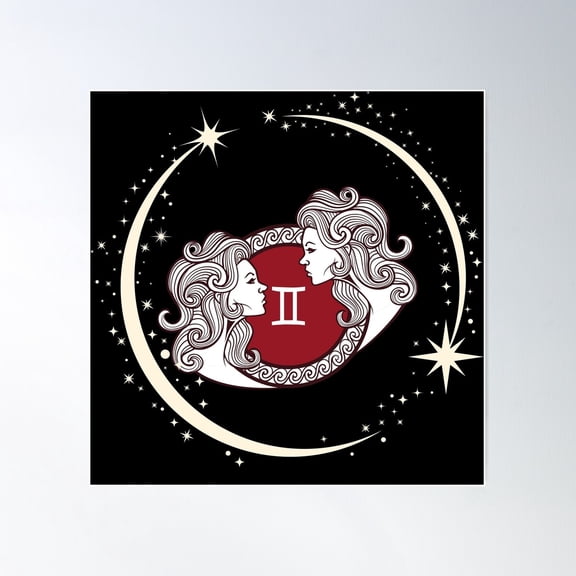 Celestial Gemini Zodiac Sign Poster Wall Art, Modern Wall Decor For Living Room Bedroom, 24x24 UNFRAMED