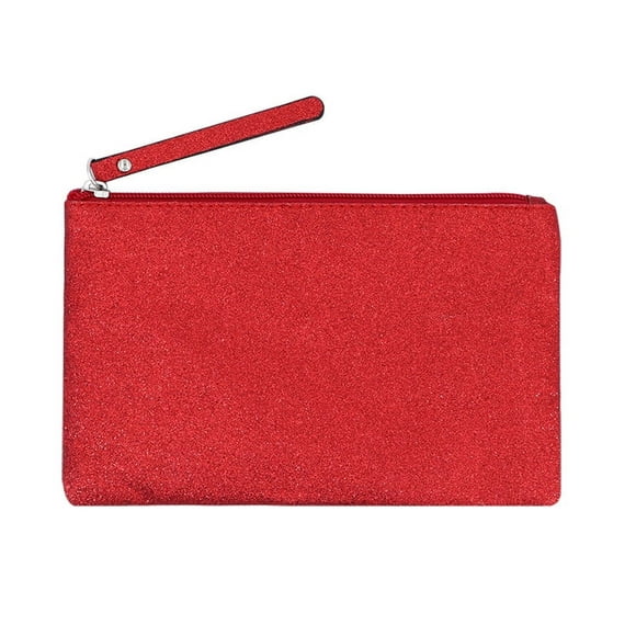 Celestial Glitter Pouch, Aurora Red – Sparkling Makeup Bag, Festive Cosmetic Pouch