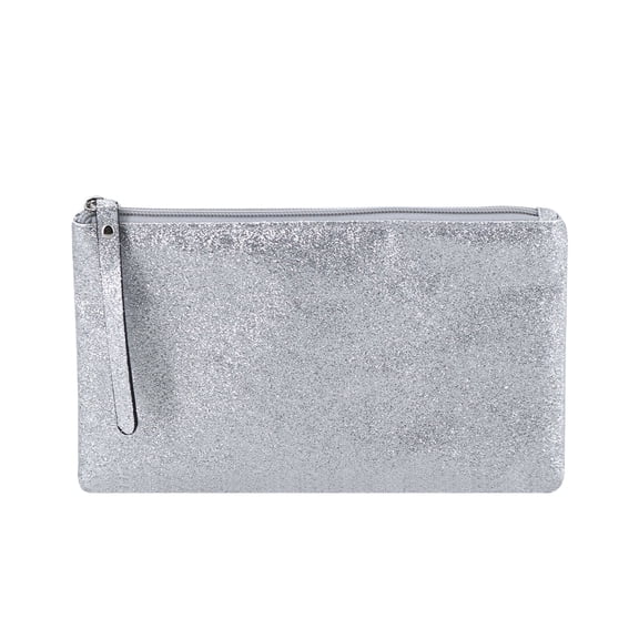 RittZi Celestial Glitter Pouch, Moonbeam Silver – Sparkling Makeup Bag, Festive Cosmetic Pouch