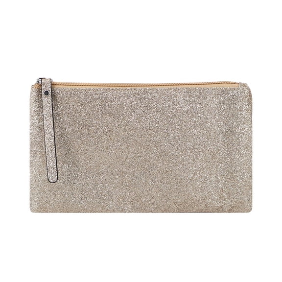 RittZi Celestial Glitter Pouch, Solar Gold – Sparkling Makeup Bag, Festive Cosmetic Pouch
