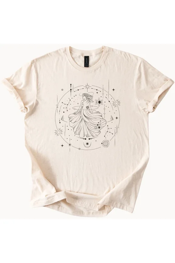 Celestial Goddess Shirt Cosmic Boho Astrology Graphic Constellation Tee Size S-5Xl Heygategoo Tee
