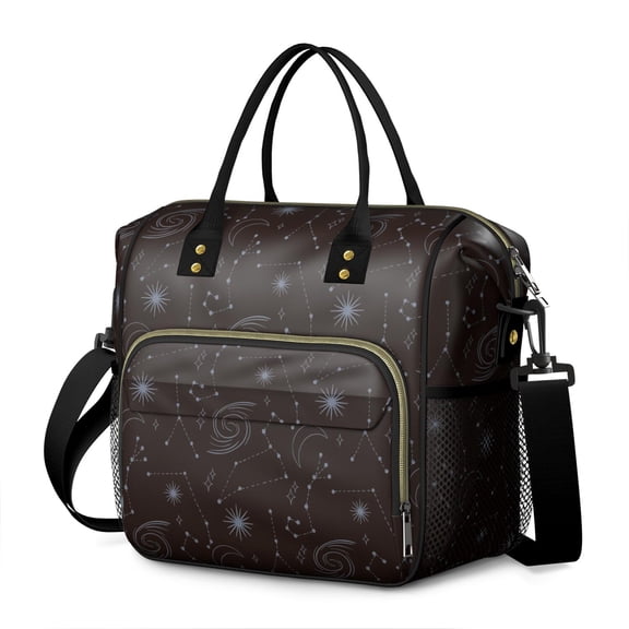 Celestial & Gothic Large Cooler Bag - Sun & Moon Print Insulated Leakproof Lunch Tote, Stylish for Office & Travel