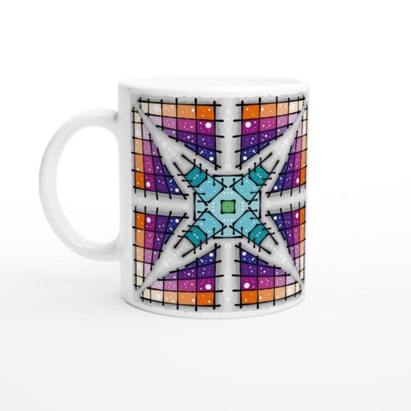 Celestial Grid Mug  Bold Geometric Coffee Cup by Cis.