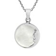 thumbnail image 1 of Celestial Half Moon Face White Pearl Round Sterling Silver Pendant Necklace, 1 of 6