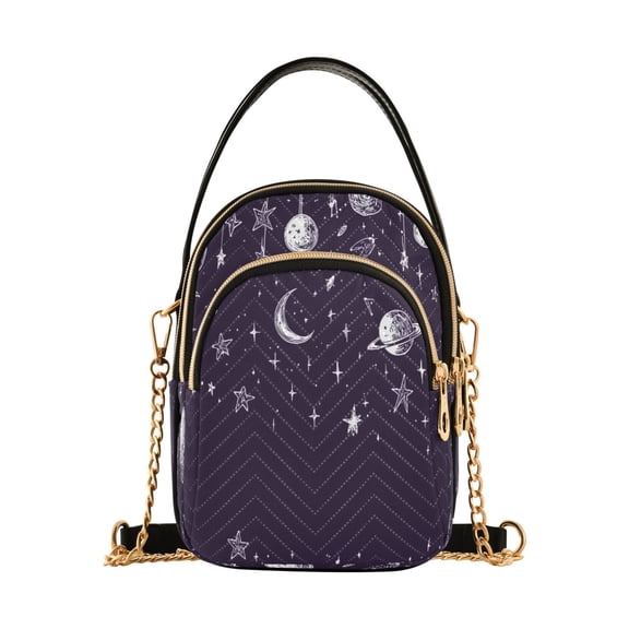 Celestial Hanging Decor Women's Crossbody Handbags Leather Crossbody Bags Fanny Pack Chest Bag for Travel
