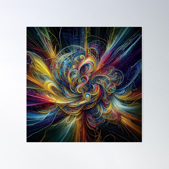 Celestial Harmony - Abstract Cosmic Design Poster Wall Art, Modern Wall Decor For Living Room Bedroom, 16x16 UNFRAMED