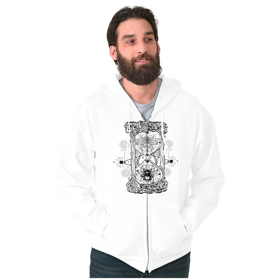 Celestial Hourglass Symbolic Bee Zip Up Hoodie Men's Women's Brisco Brands L
