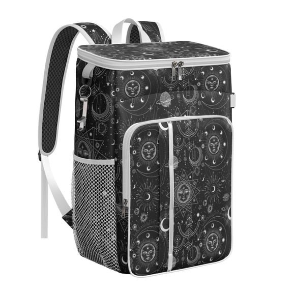 Celestial Insulated Backpack Cooler - Mystical Moon & Starry Night Aesthetic, 20L Leakproof Cooler Bag for Camping, Hiking, Beach Trips