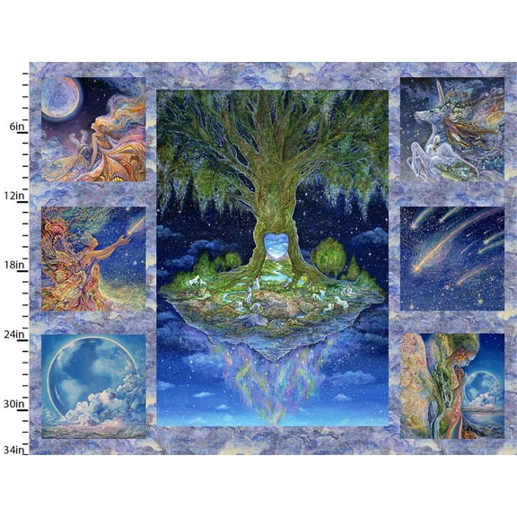 Celestial Journey Tree Panel Cotton Fabric