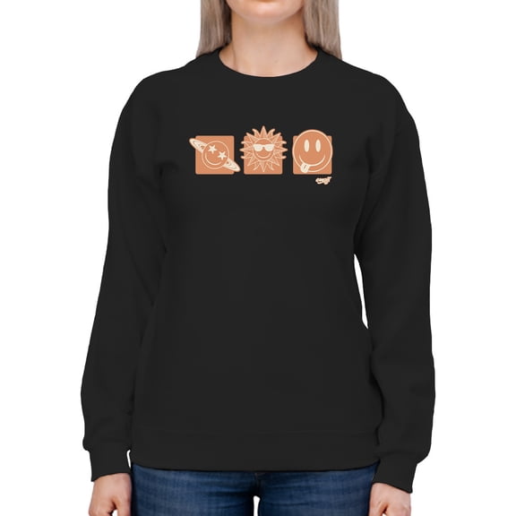 Celestial Joy Icons - Retro Cosmic Emojis Women's Sweatshirt