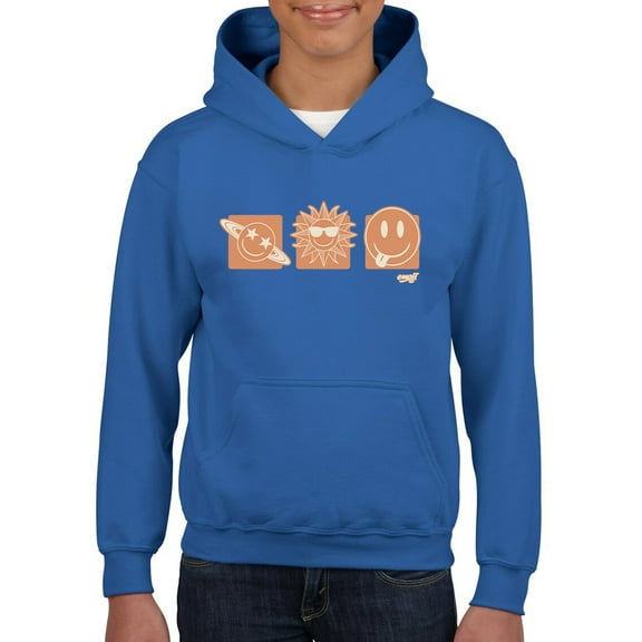 Celestial Joy Icons - Retro Cosmic Emojis Youth's Hoodie