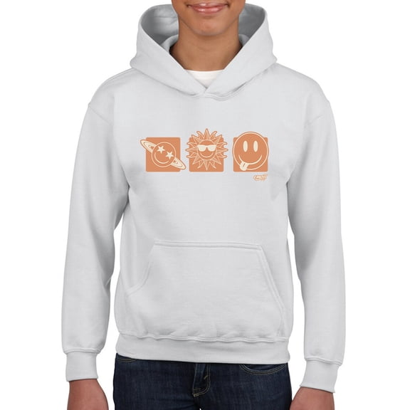 Celestial Joy Icons - Retro Cosmic Emojis Youth's Hoodie