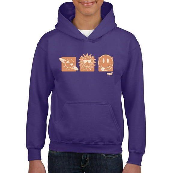Celestial Joy Icons - Retro Cosmic Emojis Youth's Hoodie