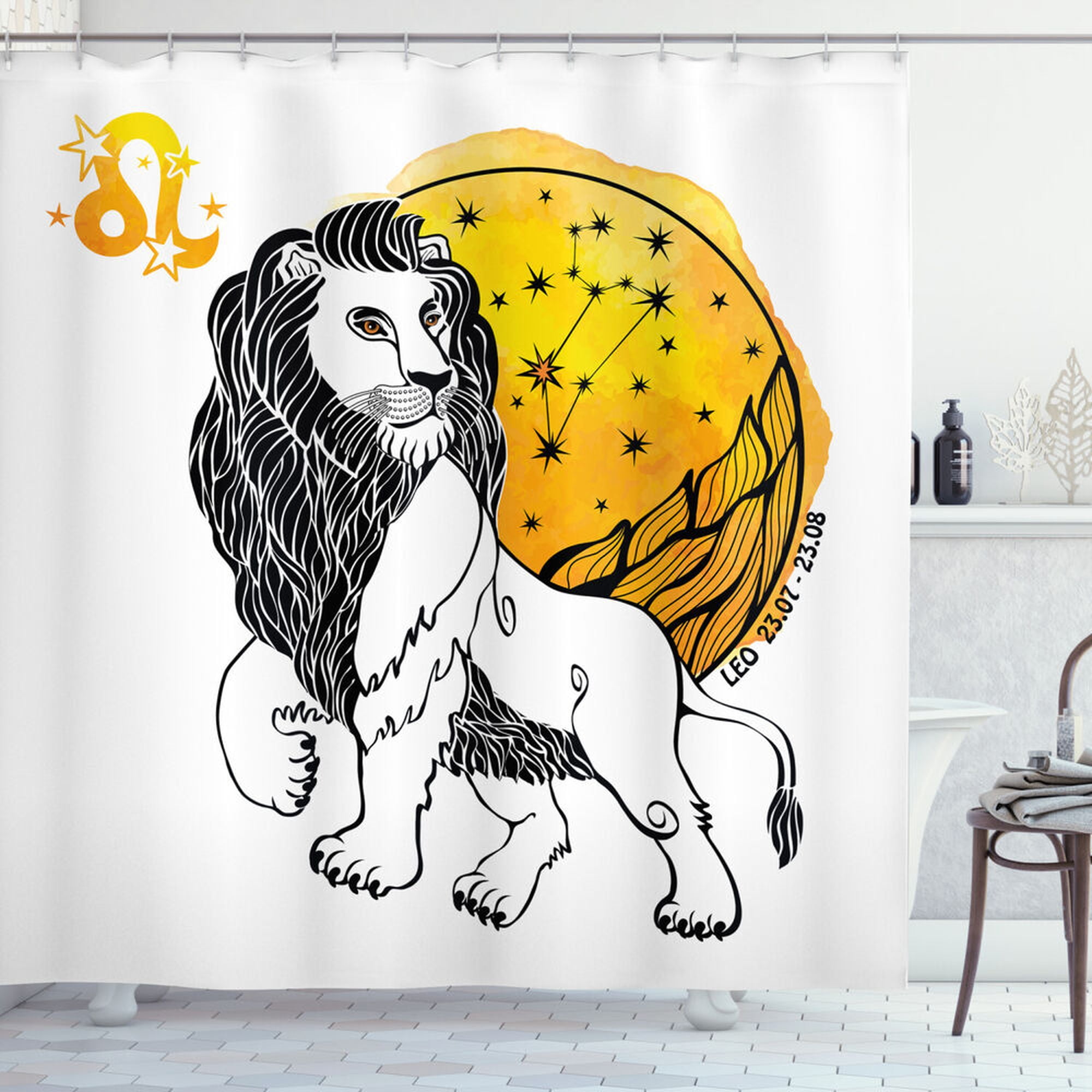 Celestial Leo Zodiac Shower Curtain Artistic Astrology Design for