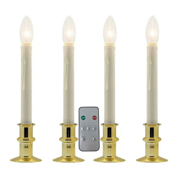 Celestial Lights B/O Bi Directional IR Window Hugger Candles w/Remote (Set of 2 or 4) Brushed Nickel Set of 2