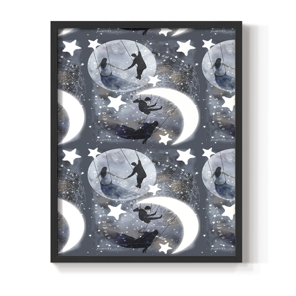 Celestial Love Collection E Framed Print in Black Solid Wood Framed Print No Nail Hanging