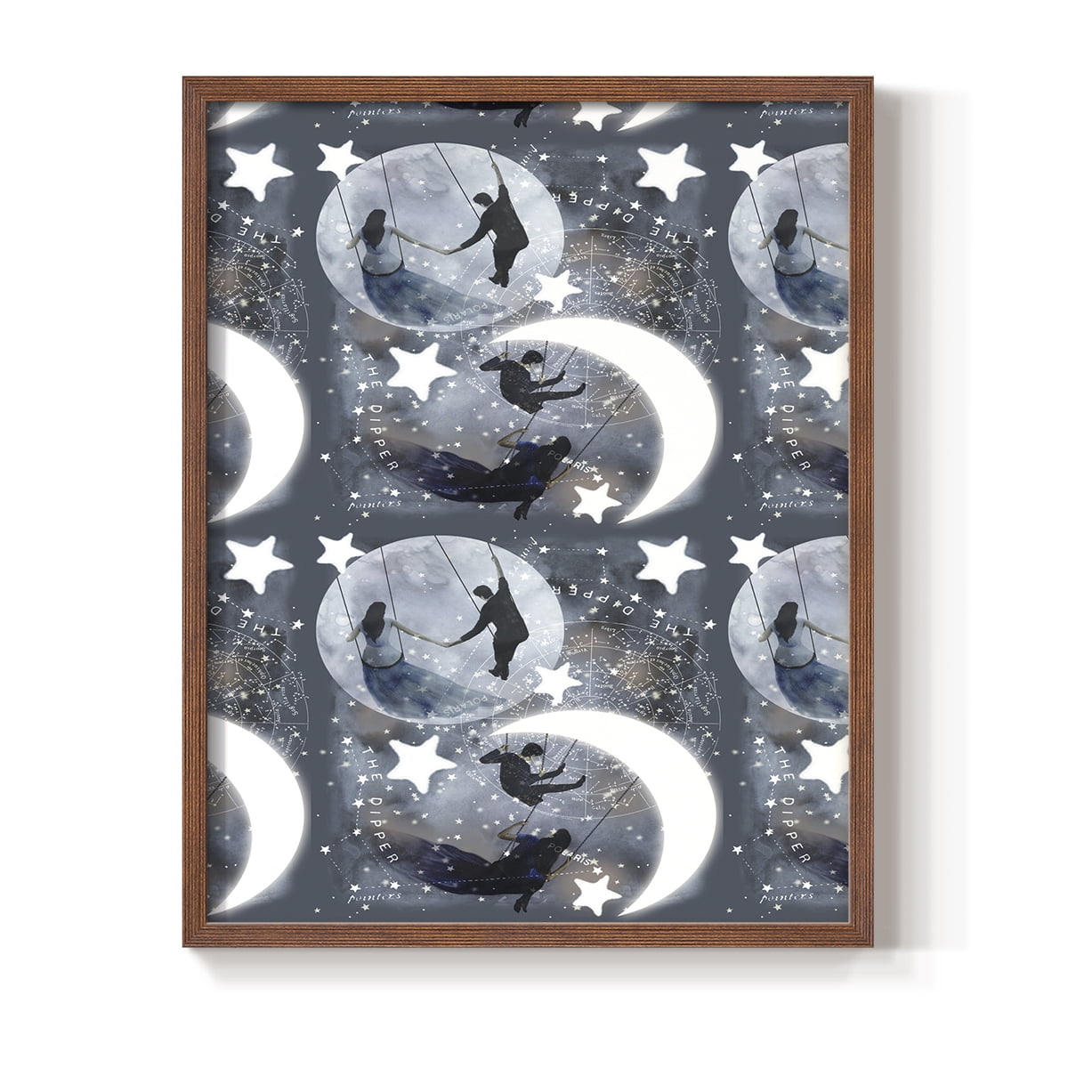 Celestial Love Collection E Framed Print in Brown Solid Wood Framed Print No Nail Hanging