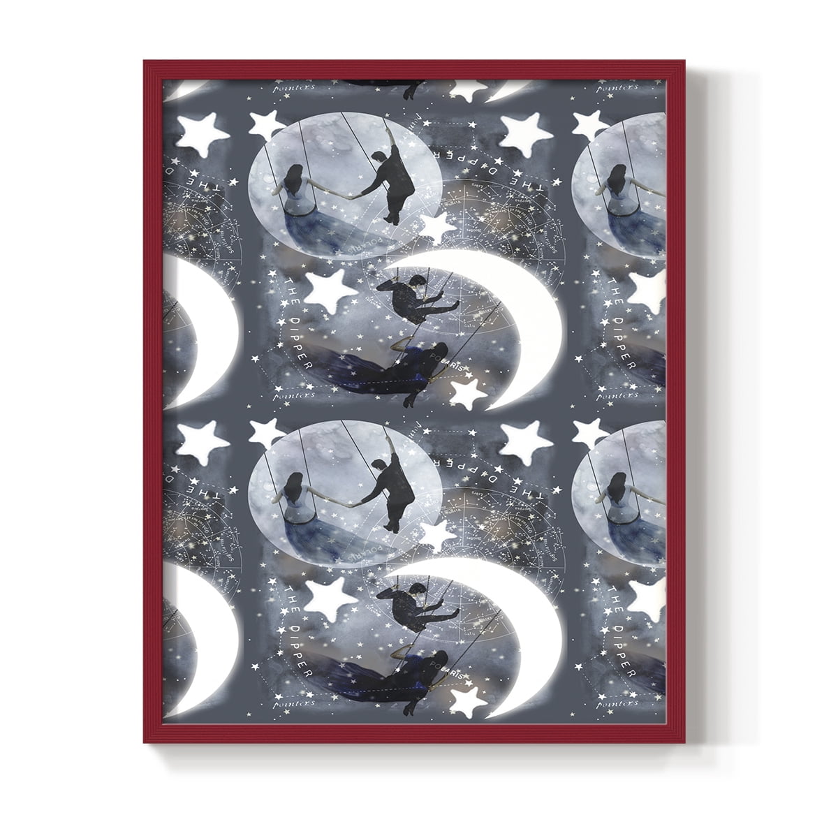 Celestial Love Collection E Framed Print in Red Solid Wood Framed Print No Nail Hanging