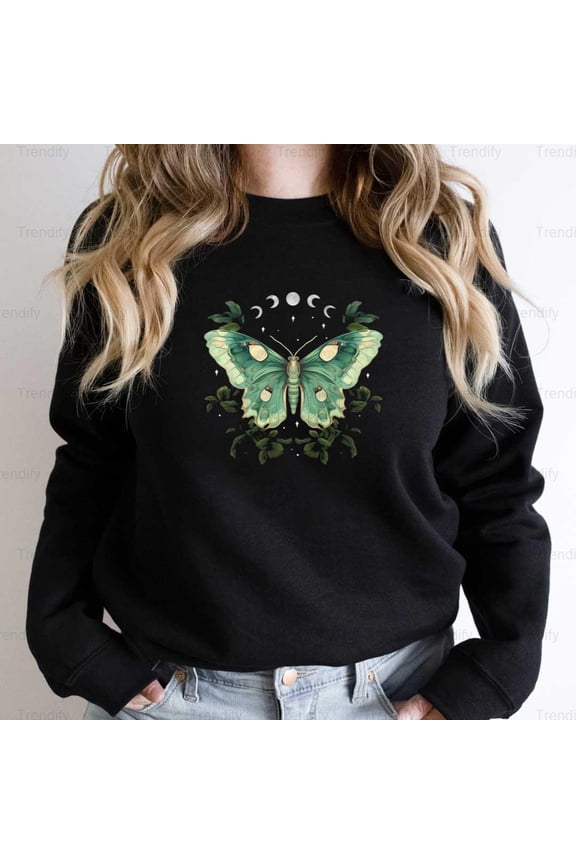 Celestial Luna Moth Mystical Witchy Gothic Aesthetic Graphic Unisex Sweatshirt M390265, Up to Size 5XL
