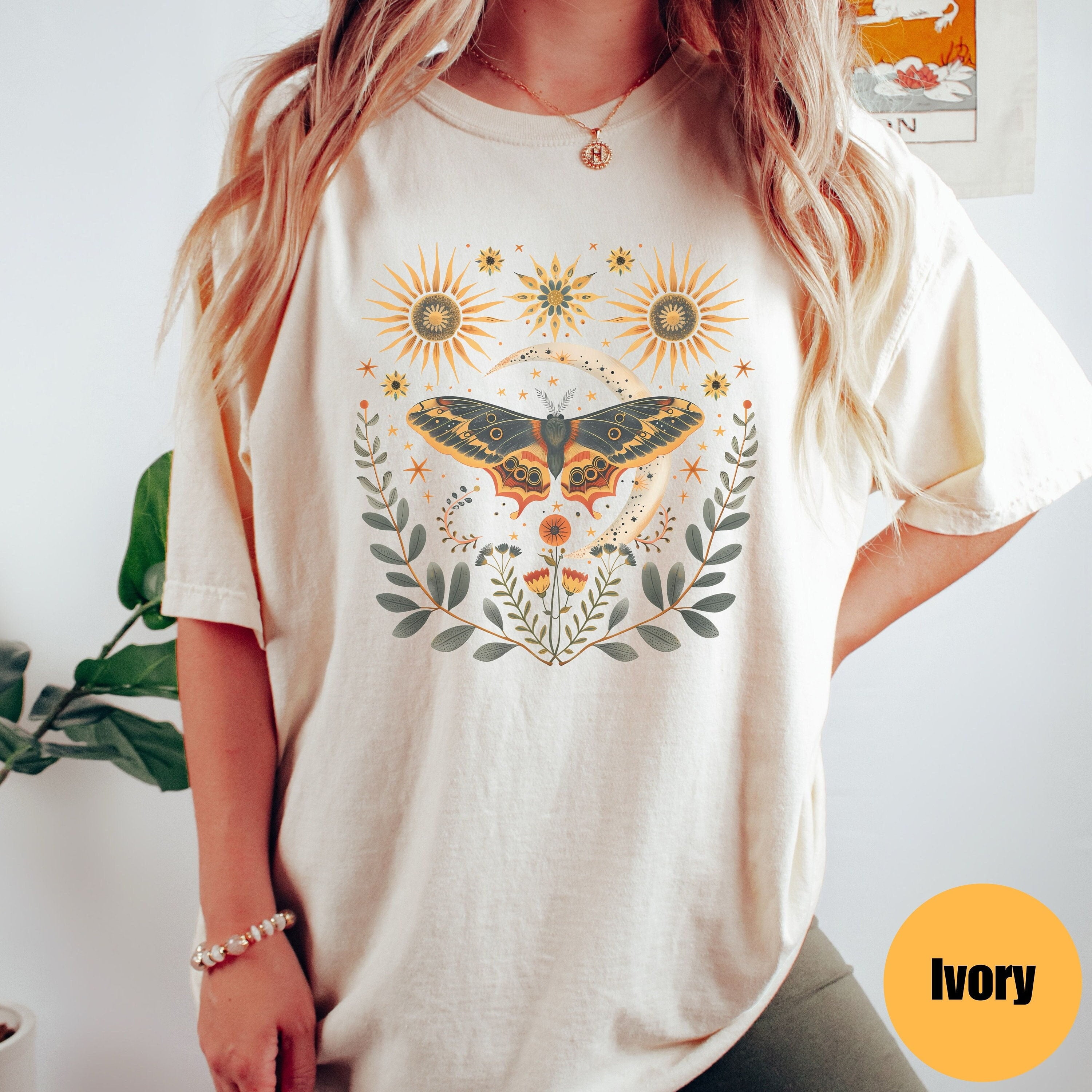Celestial Lunar Moth Shirt Moth Shirt Goblincore Clothing Cottagecore ...