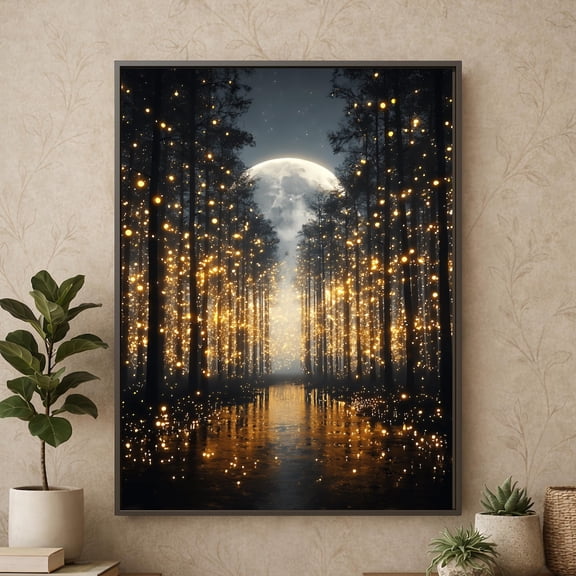 Celestial Magical Woodland Enchanted Forest Glow Fantasy Nature Poster