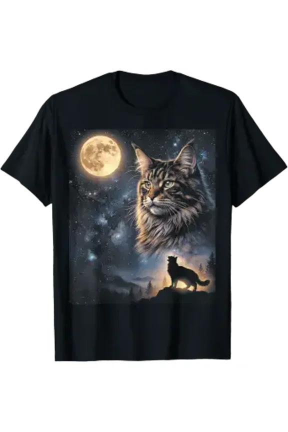 Celestial Maine Coon Cat Moon Howling Vintage 90S Retro T-Shirt