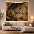thumbnail image 1 of Celestial Map with Compass Rings and Ship, Mystical Fantasy Illustration, Housewarming Gift for Travel Lovers, Navigation Wall Art, Tapestry Wall Hanging for Office and Dorm, 1 of 7