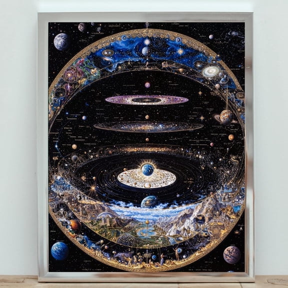 Celestial Map Giclée Art Print - Cosmic Universe Vintage Wall Decor 8x12 UNFRAMDE