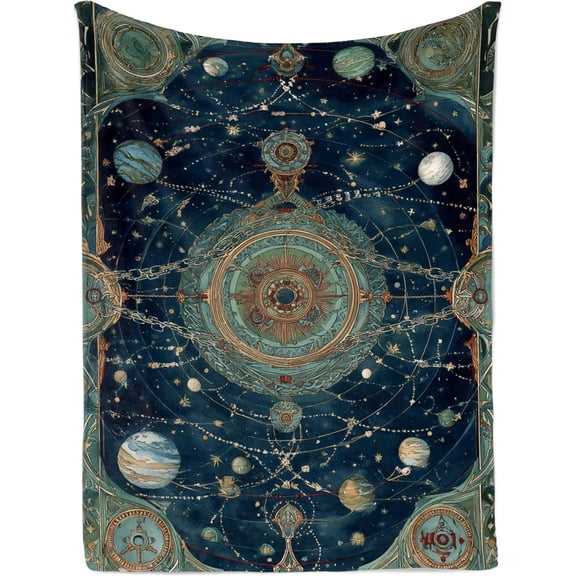 Celestial Map Tapestry Wall Hanging Vintage Astronomy Galaxy Chart Fabric Decor Cosmic Planetary System Art 30 x 40 Inch for Bedroom Living Room