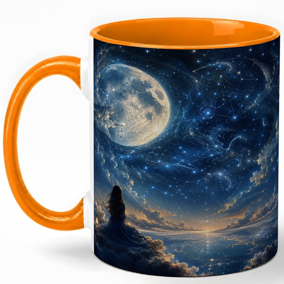 Celestial Moon Gazer 11oz Ceramic Mug, Star Map Coffee Cup