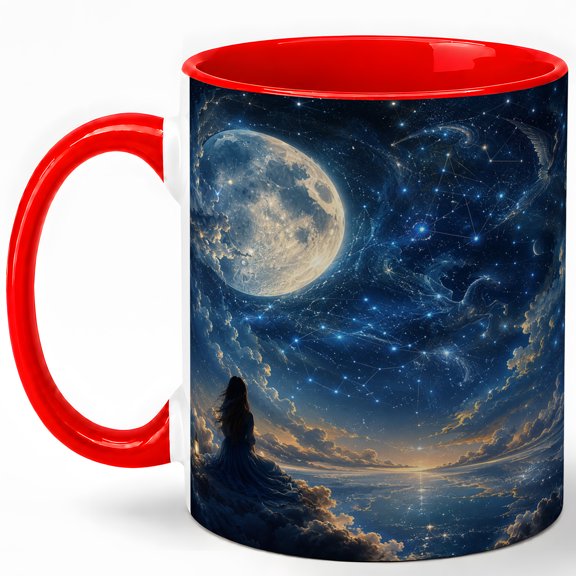 Celestial Moon Gazer 11oz Ceramic Mug, Star Map Coffee Cup