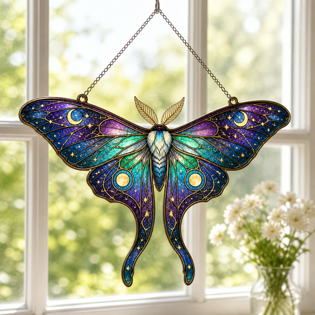 Celestial Moon Moth Suncatcher