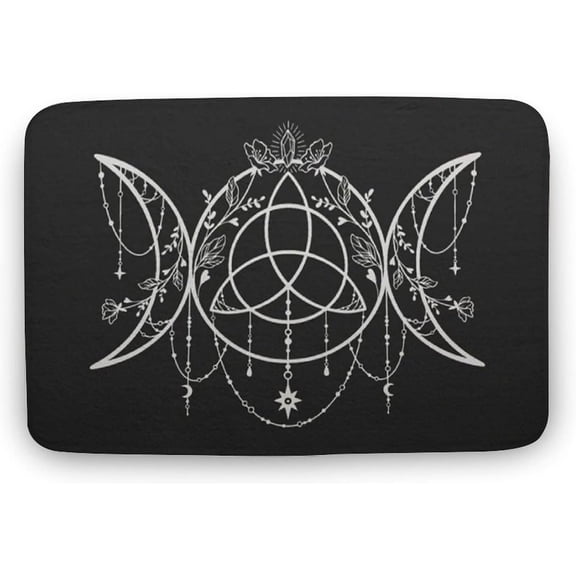 Celestial Moon Phases Triquetra Doormat Gothic Home Decor Welcome Mat Indoor Outdoor Front or Back Door Rug 16x24 Inch