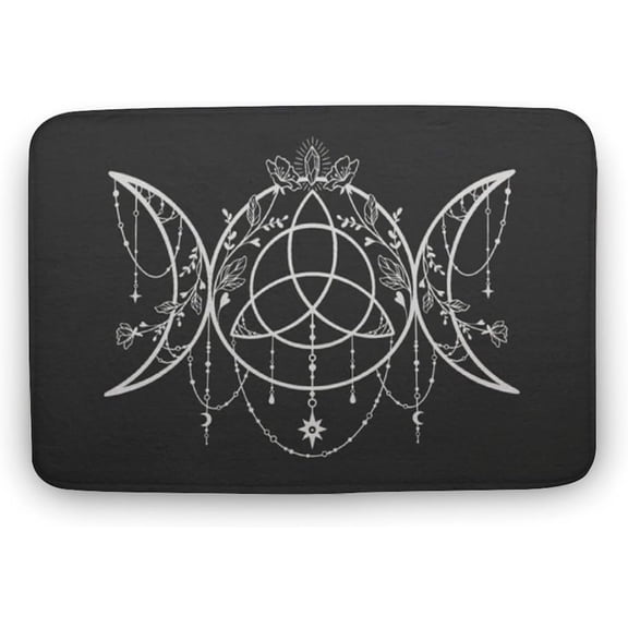 Celestial Moon Phases Triquetra Witchy Funny Welcome Doormat Rug Home Decor Indoor Outdoor Front or Back Door Mat 16x24 Inch