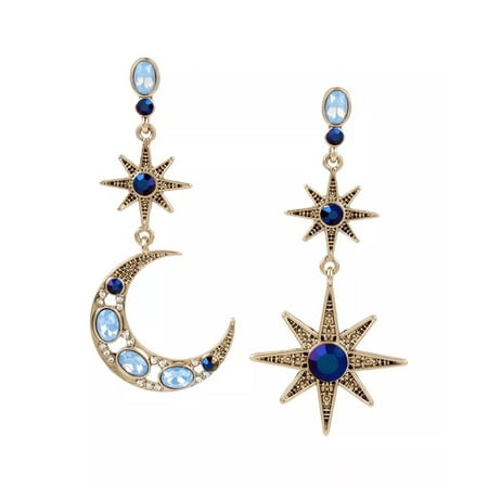Betsey Johnson Celestial Moon & Star Drop Earrings