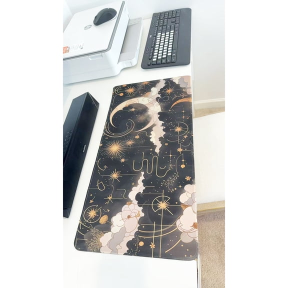 Celestial Moon & Star Large Gaming Mouse Pad 23.6"x11.5" Non-Slip Desk Mat