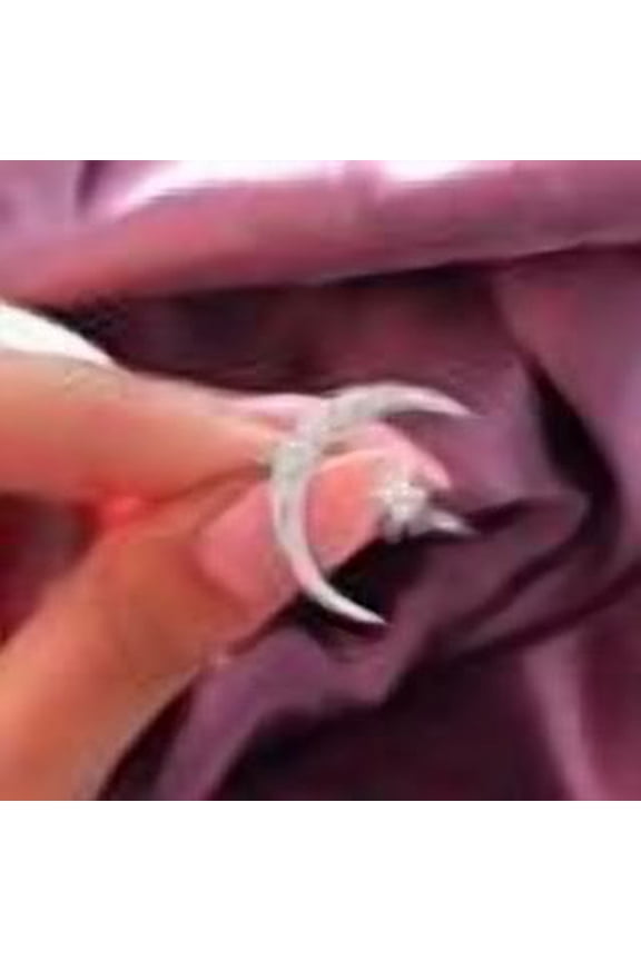 Celestial Moon & Star Ring Unique Open Crescent Design | Stylish Index Finger Jewelry (Silver)