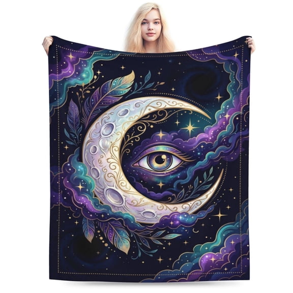 Celestial Moon Sun Flannel Throw Blanket, Boho Astrology Pattern Blanket, Ultra Soft Cozy Lightweight Blanket for Couch, Sofa, Bed, Bedroom Decor, Spiritual Home Gift 50"x40"