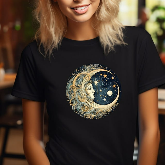 Celestial Moon Tee, Mystical Moon Phase Shirt, Crescent Moon, Full Moon