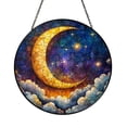 Celestial Moon and Star Stained Glass Suncatcher Window Hanging Night ...
