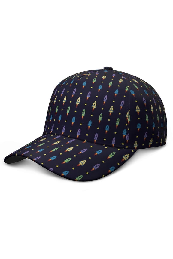Celestial Moon and Stars Nebula Cosmic Print Baseball Cap – Kids Gift Adjustable Dad Hat for Baseball, Football, Soccer, Basketball Training and Play