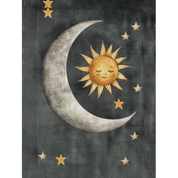 Celestial Moon and Sun Canvas Wall Art Perfect for Bedroom Living Room Nursery Office and Hallway Decor.