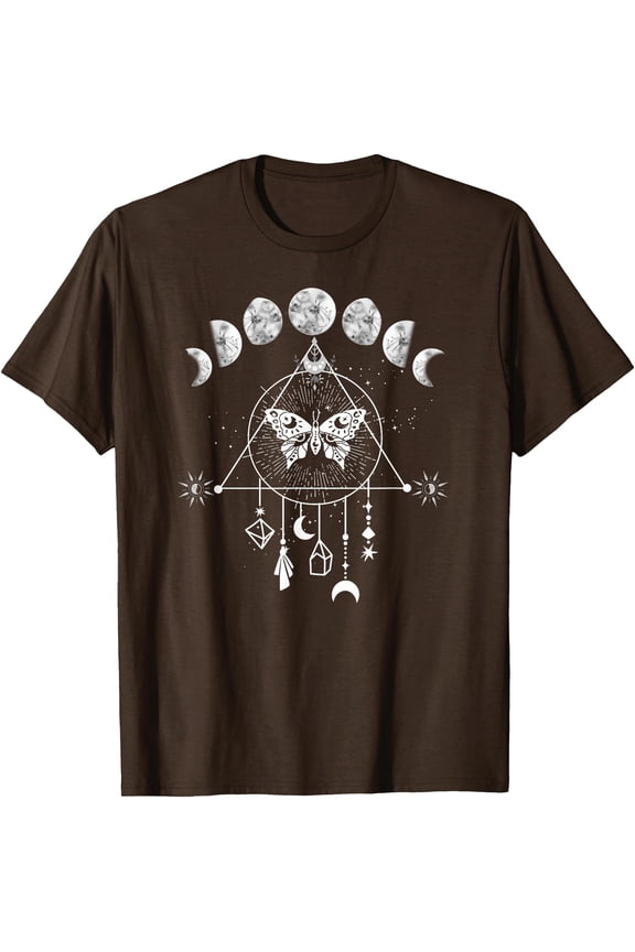Celestial Moon phase Moth Crystals Stars Vintage Unisex T-Shirt for Men Women Kids Toddler