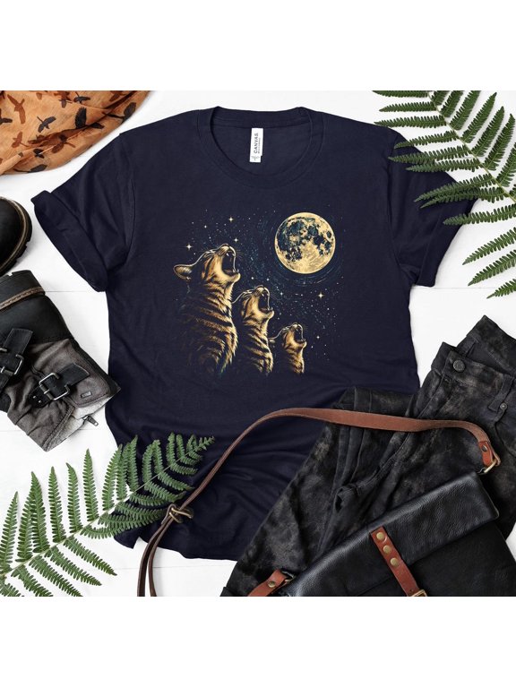 Celestial Mystical Nature Tiger Moon Graphic T-Shirt Size S-5XL