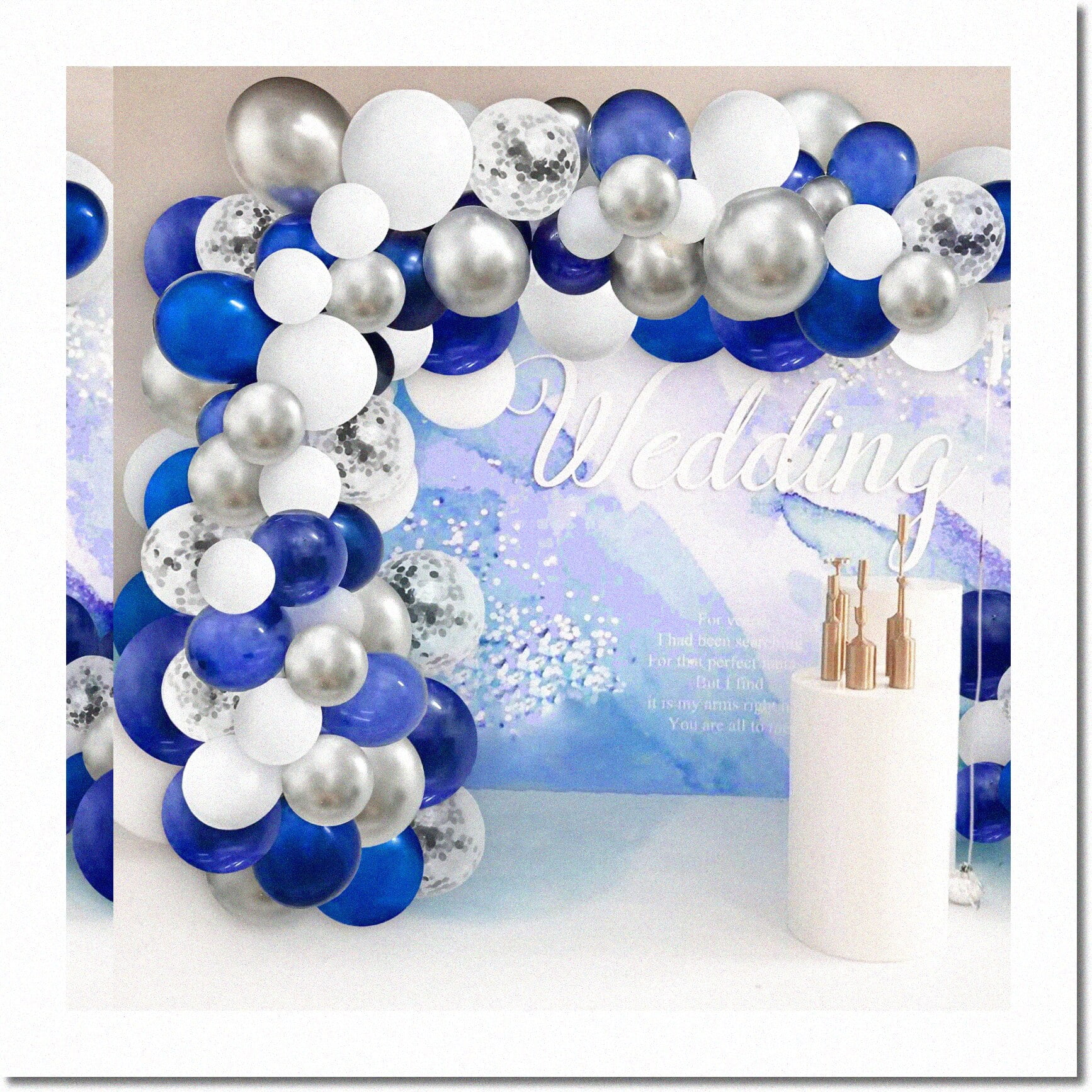 Celestial Navy Bliss Balloon Arch Kit: 124pcs Navy Blue Silver White ...